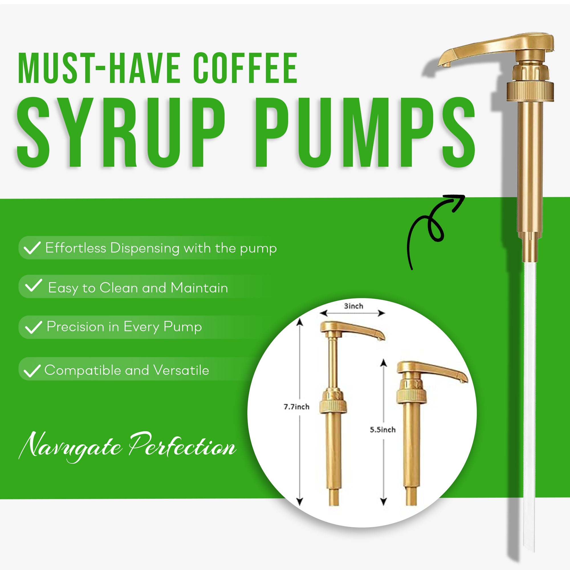 Green Apple Syrup for Coffee 25.4 Ounces Coffee Syrups and Flavors with Jimoco Pump Syrup Dispenser