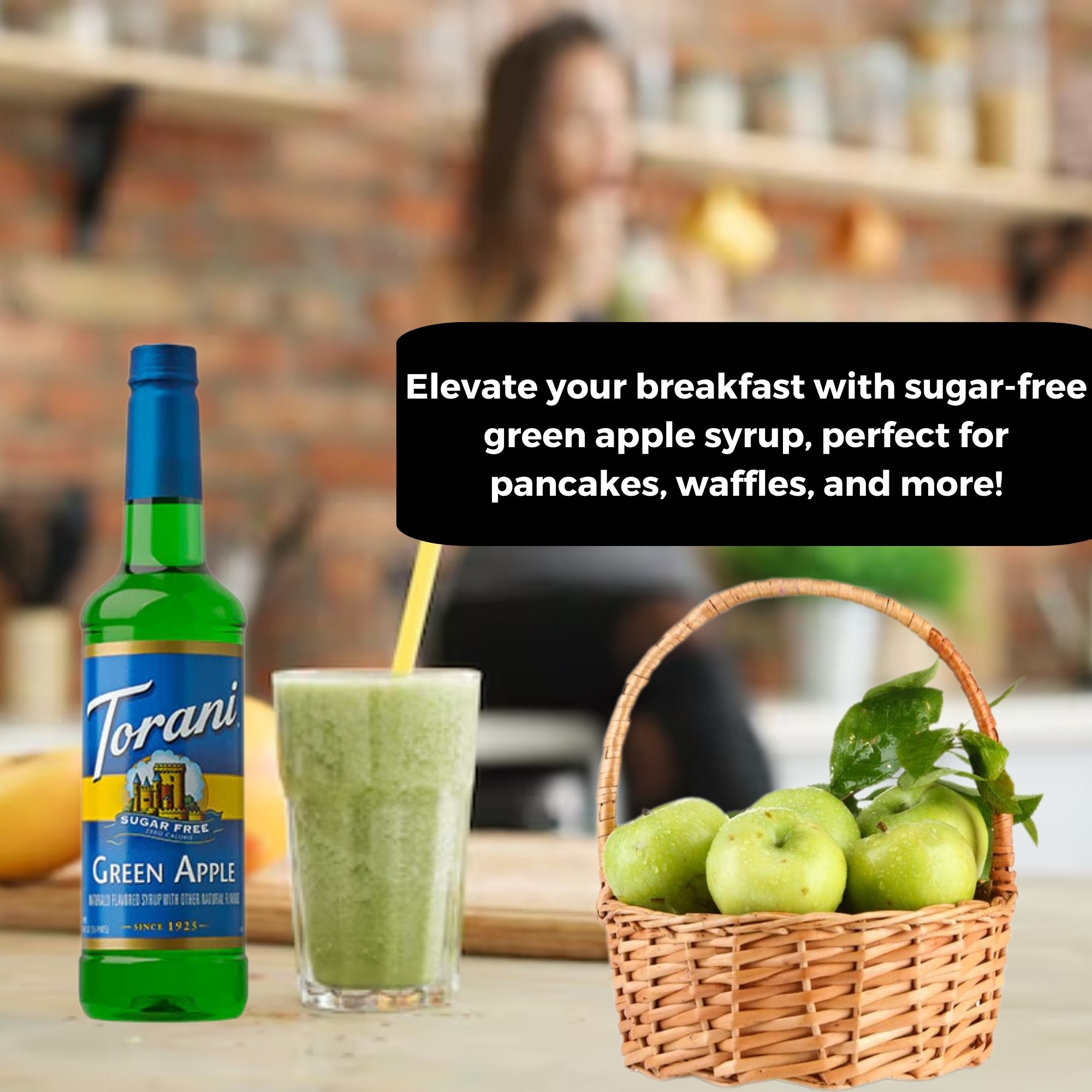 Sugar Free Green Apple Syrup for Coffee 25.4 Ounces Coffee Syrups and Flavors with Jimoco Pump Syrup Dispenser