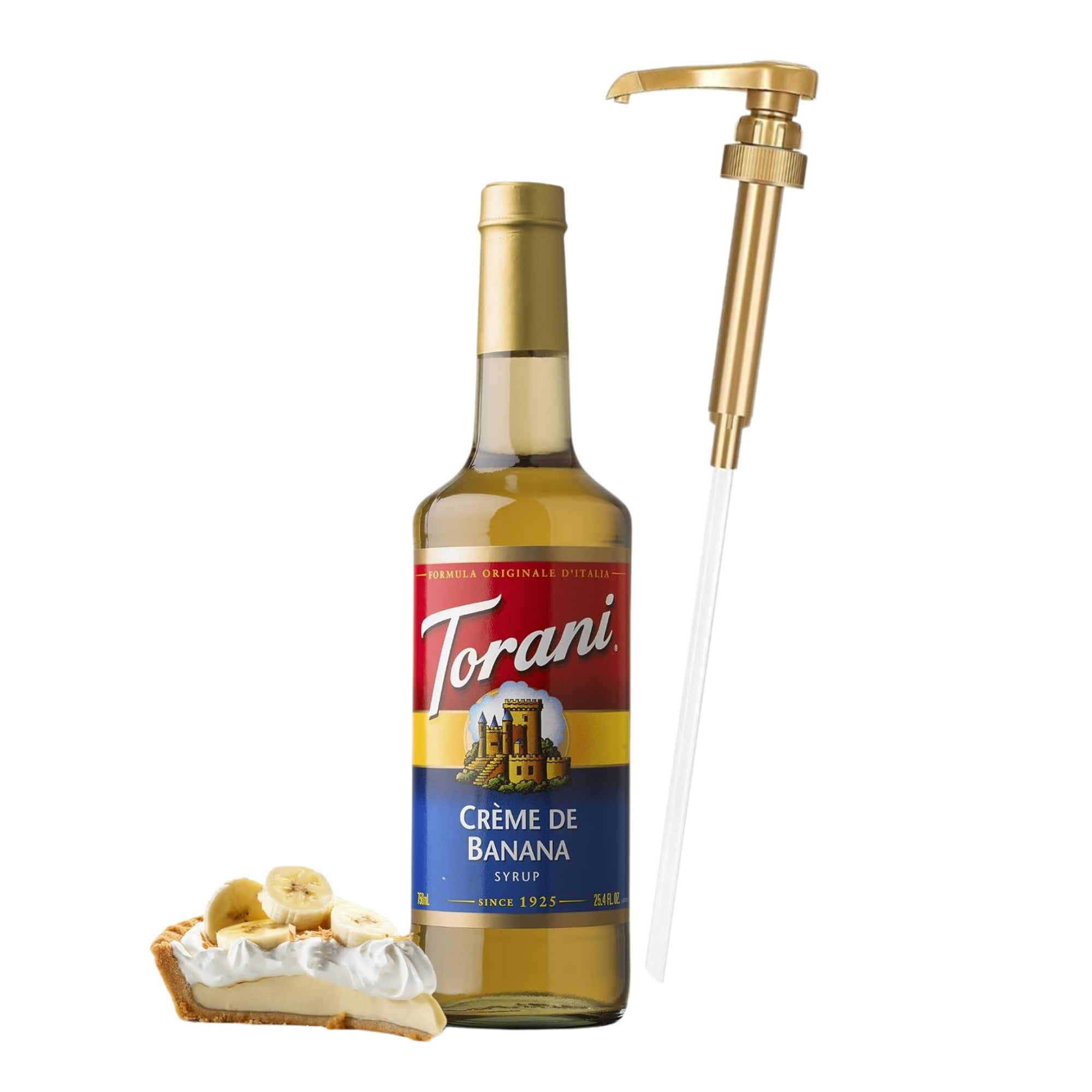 CREME DE Banana Syrup for Coffee 25.4 Ounces Coffee Syrups and Flavors with Jimoco Pump Syrup Dispenser