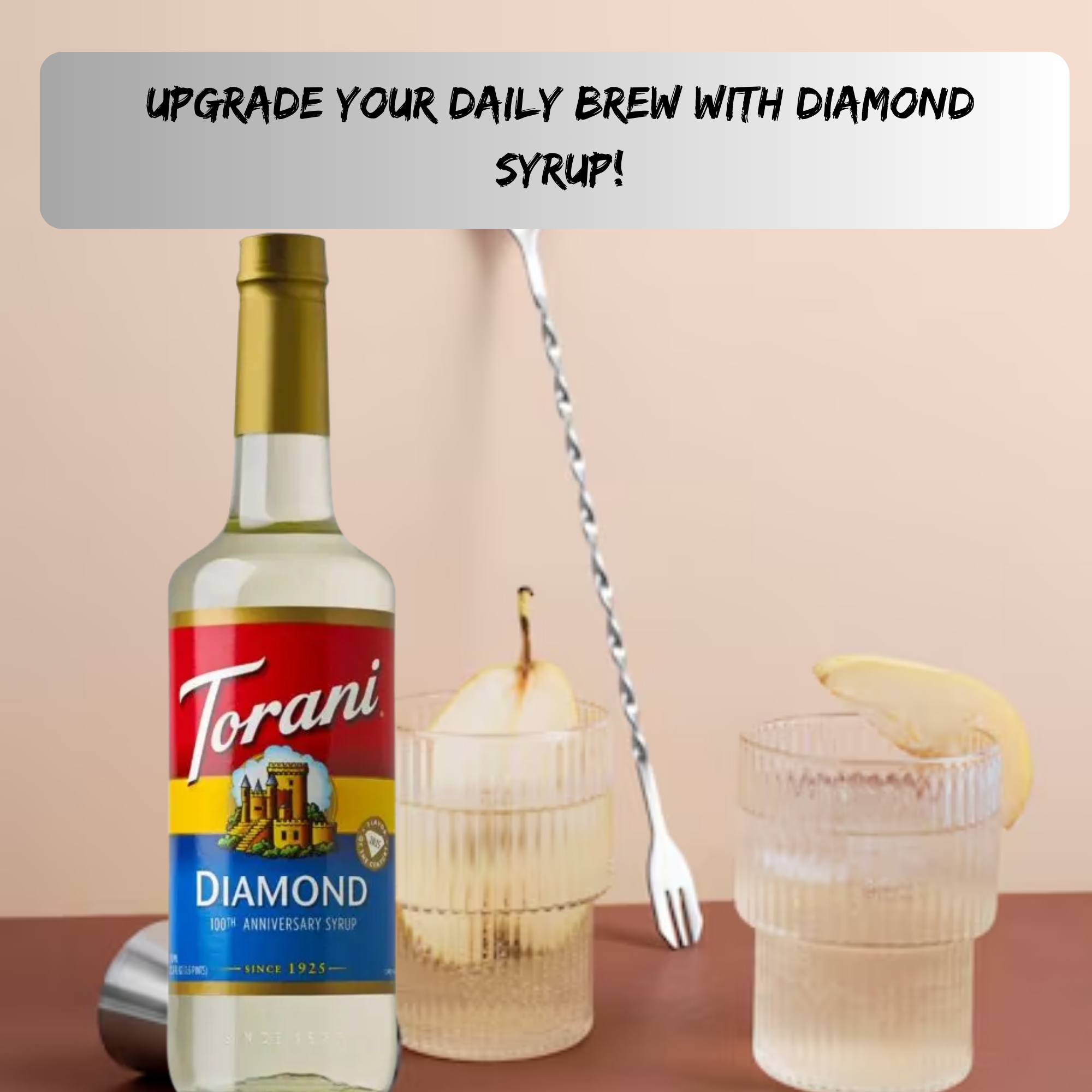 Diamond Syrup for Coffee 25.4 Ounces Coffee Syrups and Flavors with Jimoco Pump Syrup Dispenser