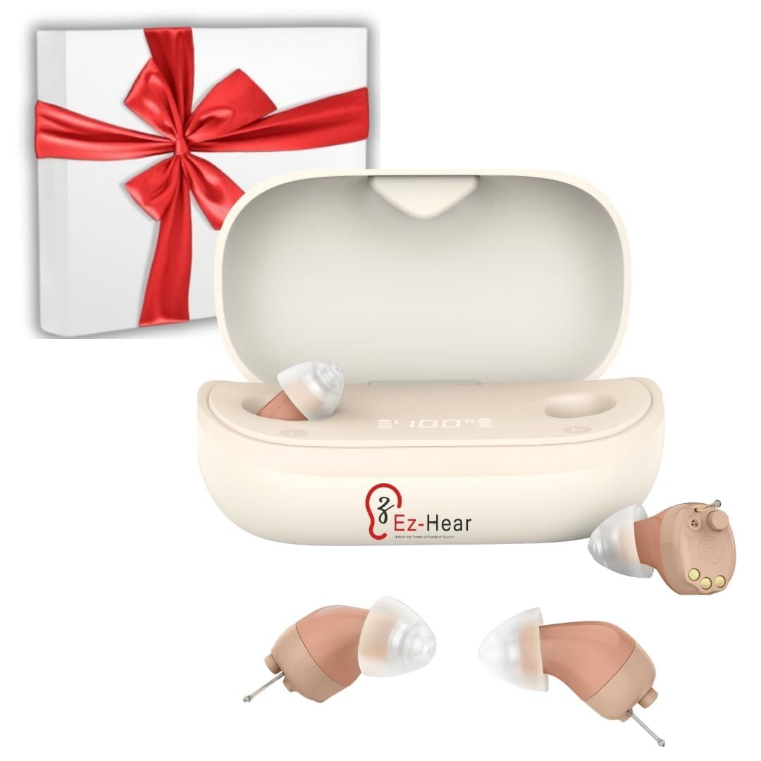 Supermini Rechargeable Hearing Aids – 16-Channel Digital Sound Processing, Noise-Canceling OTC Hearing Device, Auto On/Off, Comfortable Fit, Beige