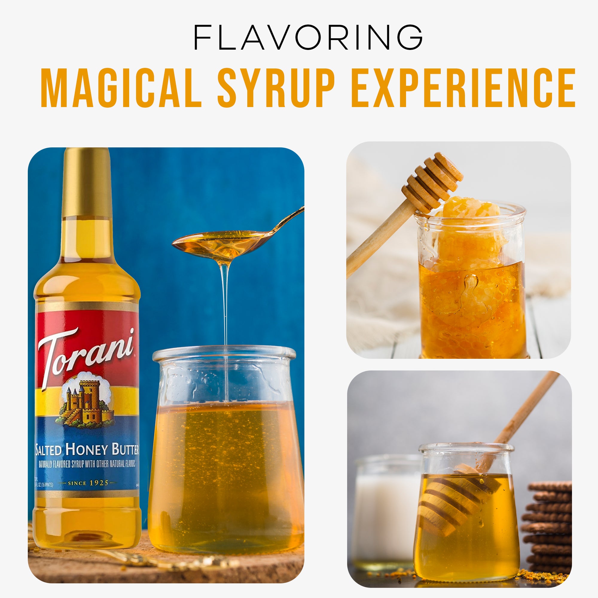 Salted Honey Butter Syrup for Coffee 25.4 Ounces Coffee Syrups and Flavors with Jimoco Pump Syrup Dispenser