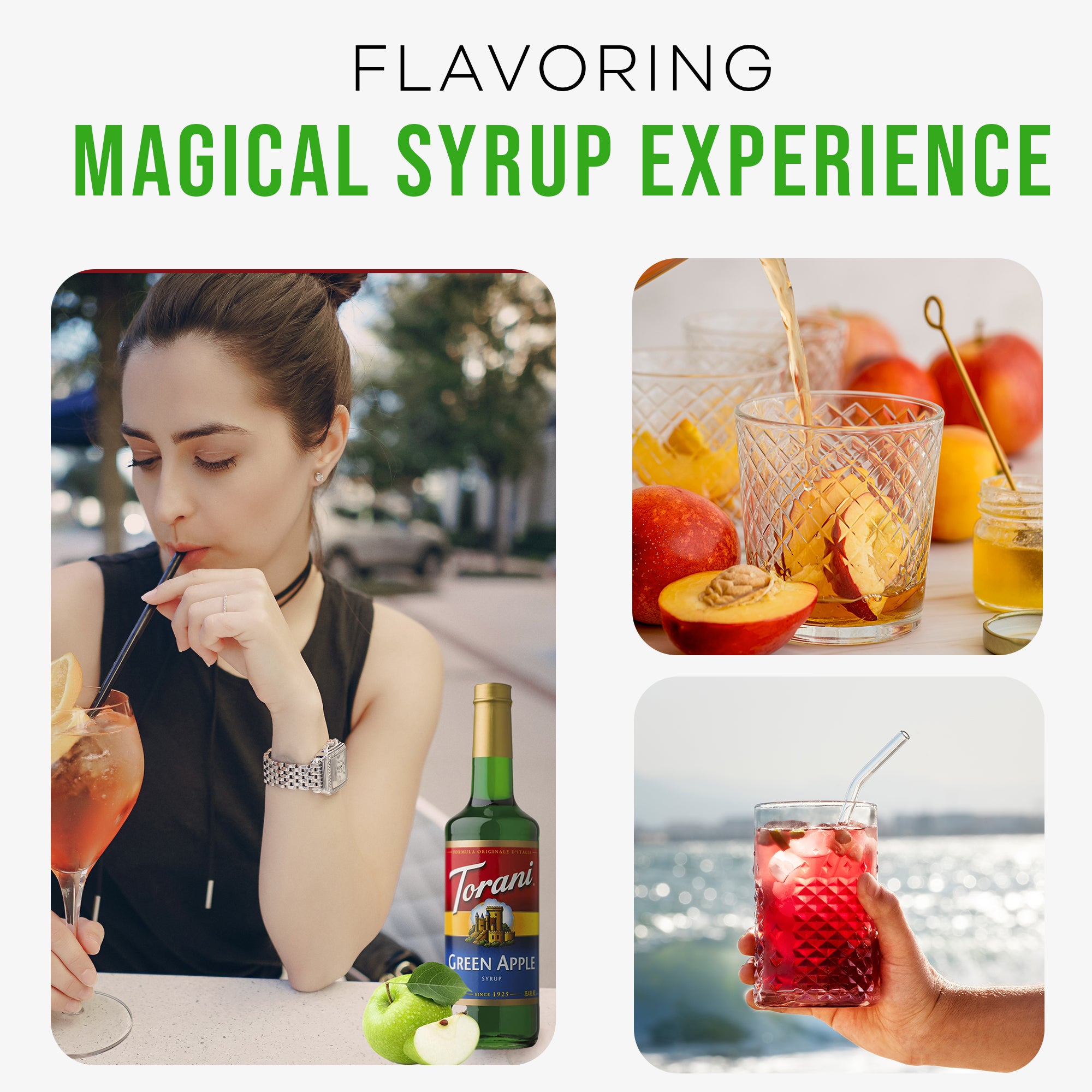 Green Apple Syrup for Coffee 25.4 Ounces Coffee Syrups and Flavors with Jimoco Pump Syrup Dispenser