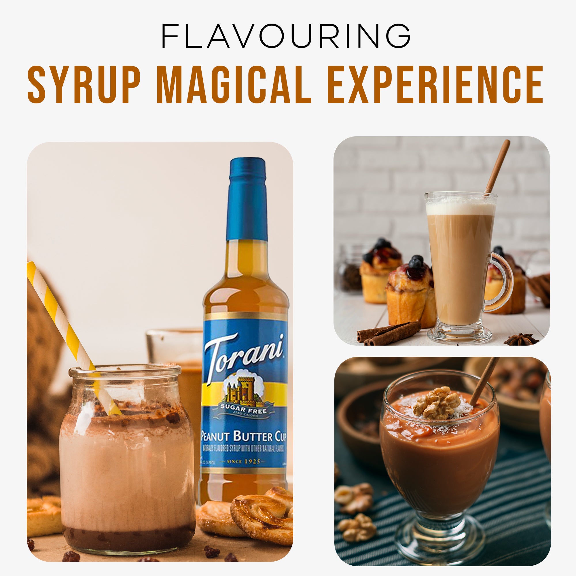 Sugar Free Peanut Butter Cup Syrup for Coffee 25.4 Ounces Coffee Syrups and Flavors with Jimoco Pump Syrup Dispenser