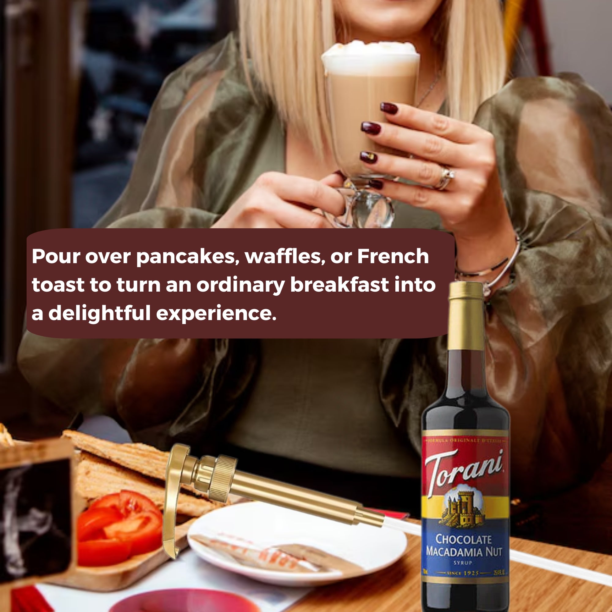 Chocolate Macadamia Nut Syrup for Coffee 25.4 Ounces Coffee Syrups and Flavors with Jimoco Pump Syrup Dispenser