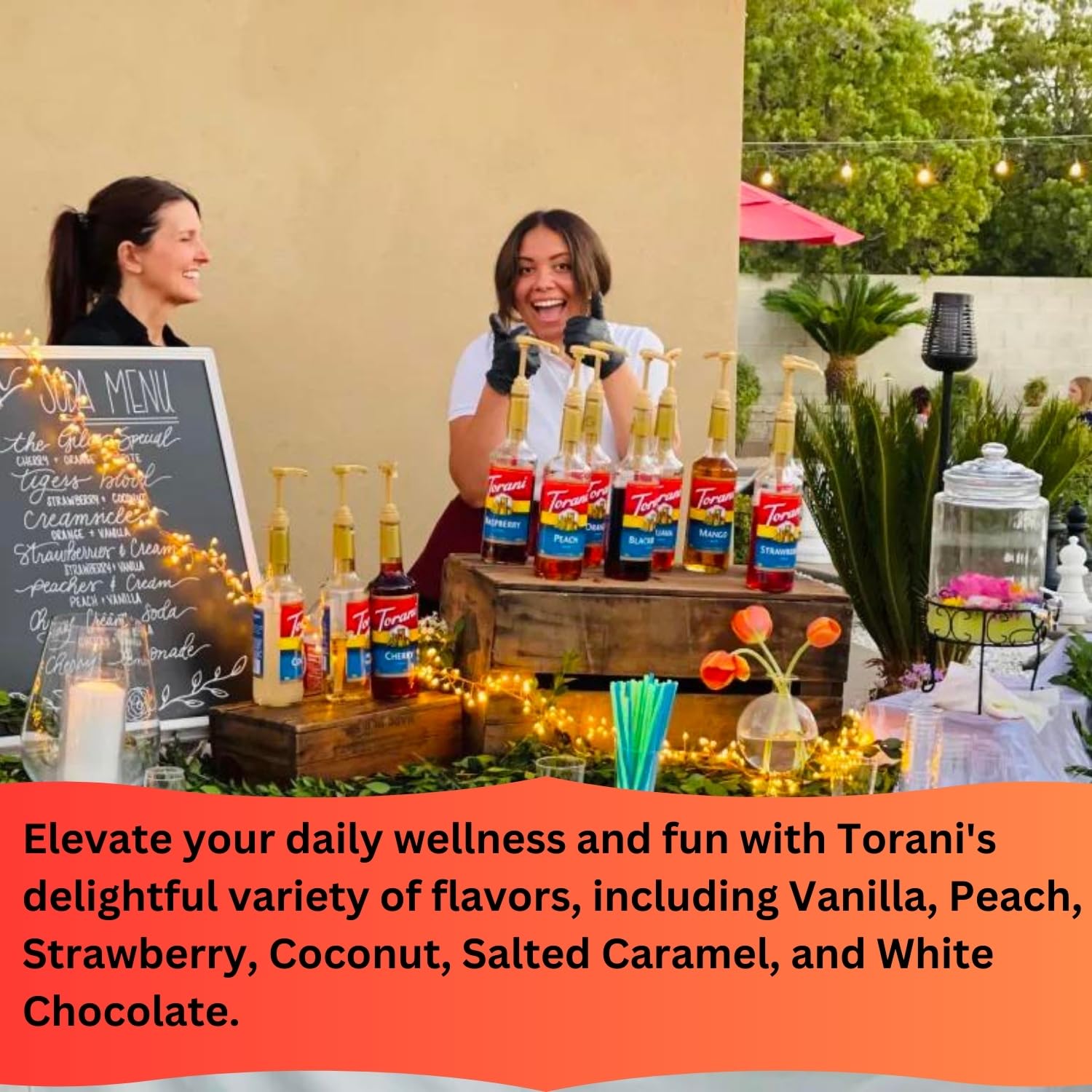 Original Bestsellers Syrup Variety 6-Pack - Vanilla, Peach, Strawberry, Coconut, Salted Caramel & White Chocolate - Coffee & Italian Soda Flavor Syrup with 6 Jimoco Dispenser Pumps