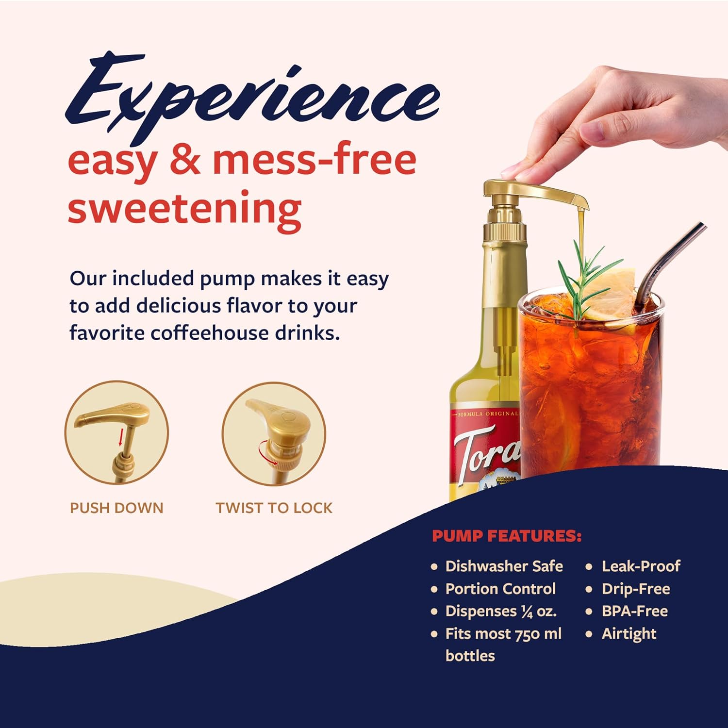 Torani Lemon Syrup for Drinks, Flavoring for Iced Tea, Sodas, and Cocktails, Glass Bottle with Pump Included, 25.4 Fl Oz