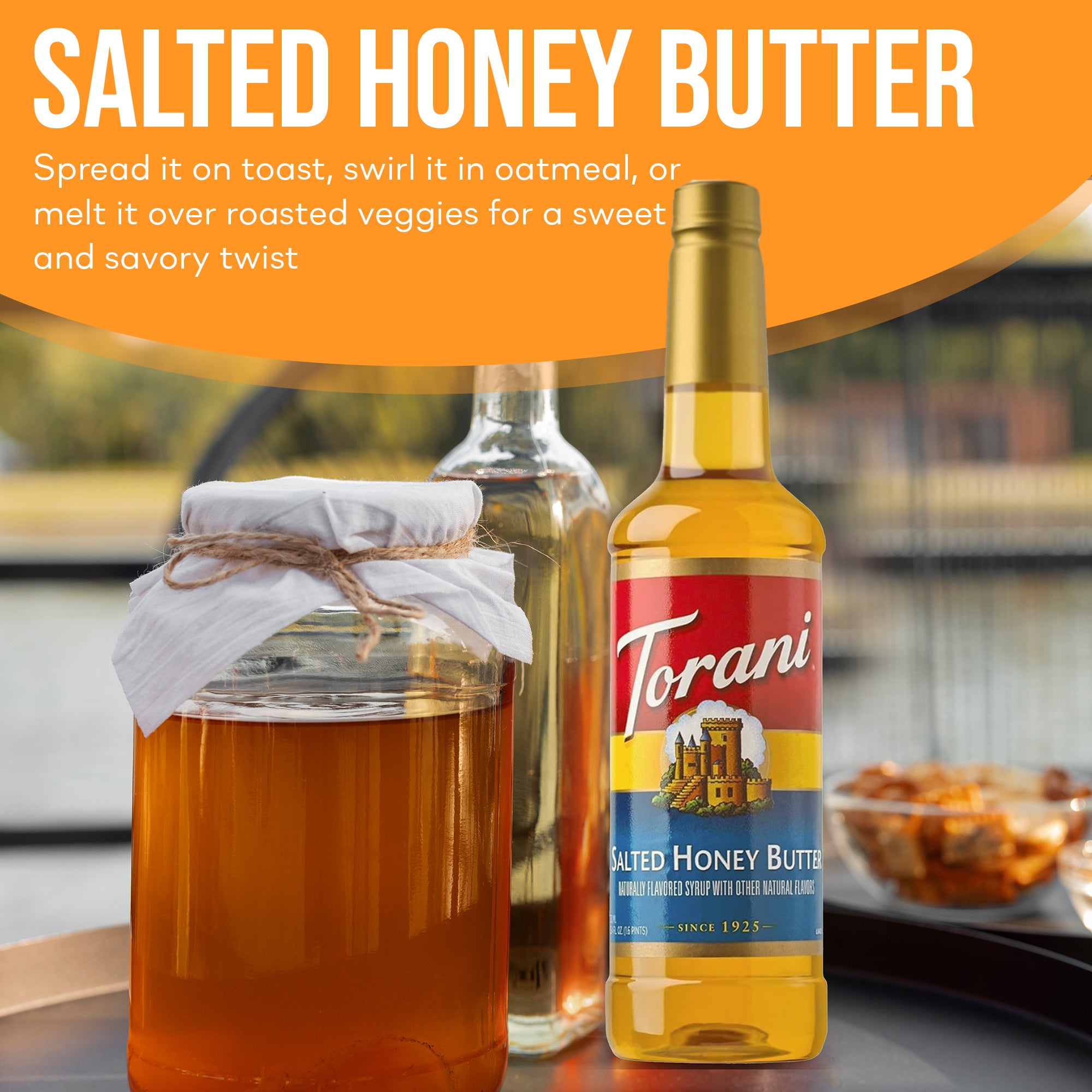 Salted Honey Butter Syrup for Coffee 25.4 Ounces Coffee Syrups and Flavors with Jimoco Pump Syrup Dispenser