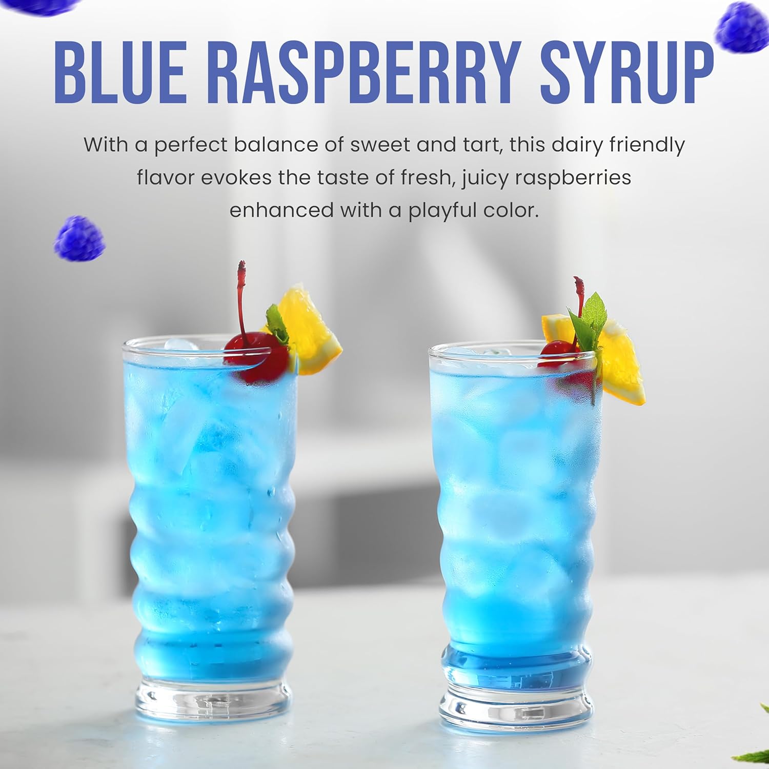 Sugar Free Blue Raspberry Syrup for Coffee 25.4 Ounces Coffee Syrups and Flavors with Jimoco Pump Syrup Dispenser