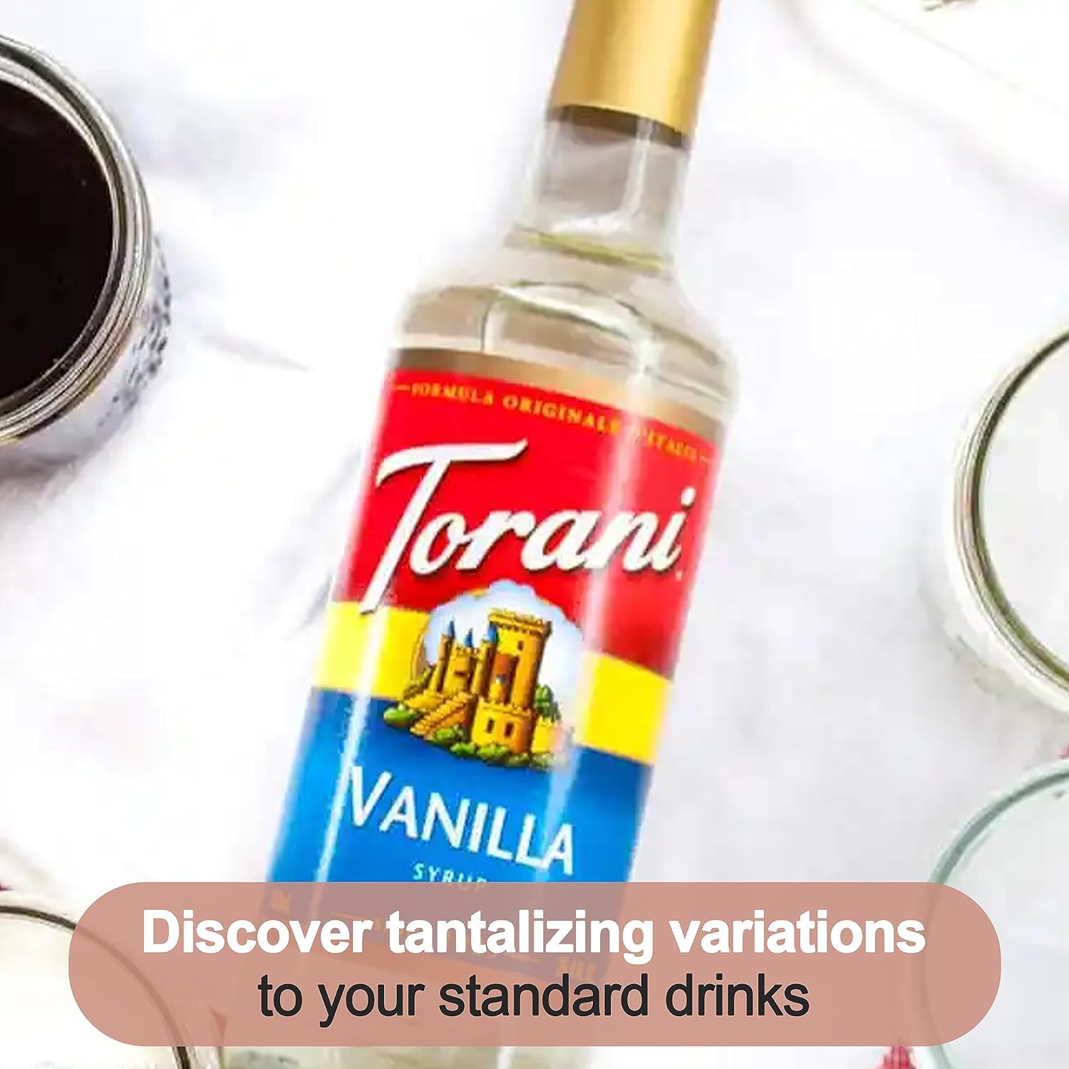 Torani Coffee and Tea Syrup Variety Pack - Vanilla & White Chocolate Syrup for Coffee with 2 Jimoco Syrup Pump Dispenser Compatible with Torani Syrup