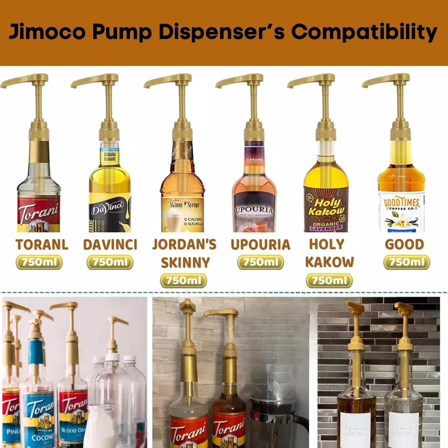 Fall Winter Syrup 4 Pack, Pumpkin Pie, Peppermint, Salted Caramel & Brown Sugar Cinnamon Coffee Soda Flavoring with 4 Jimoco Pump Dispenser