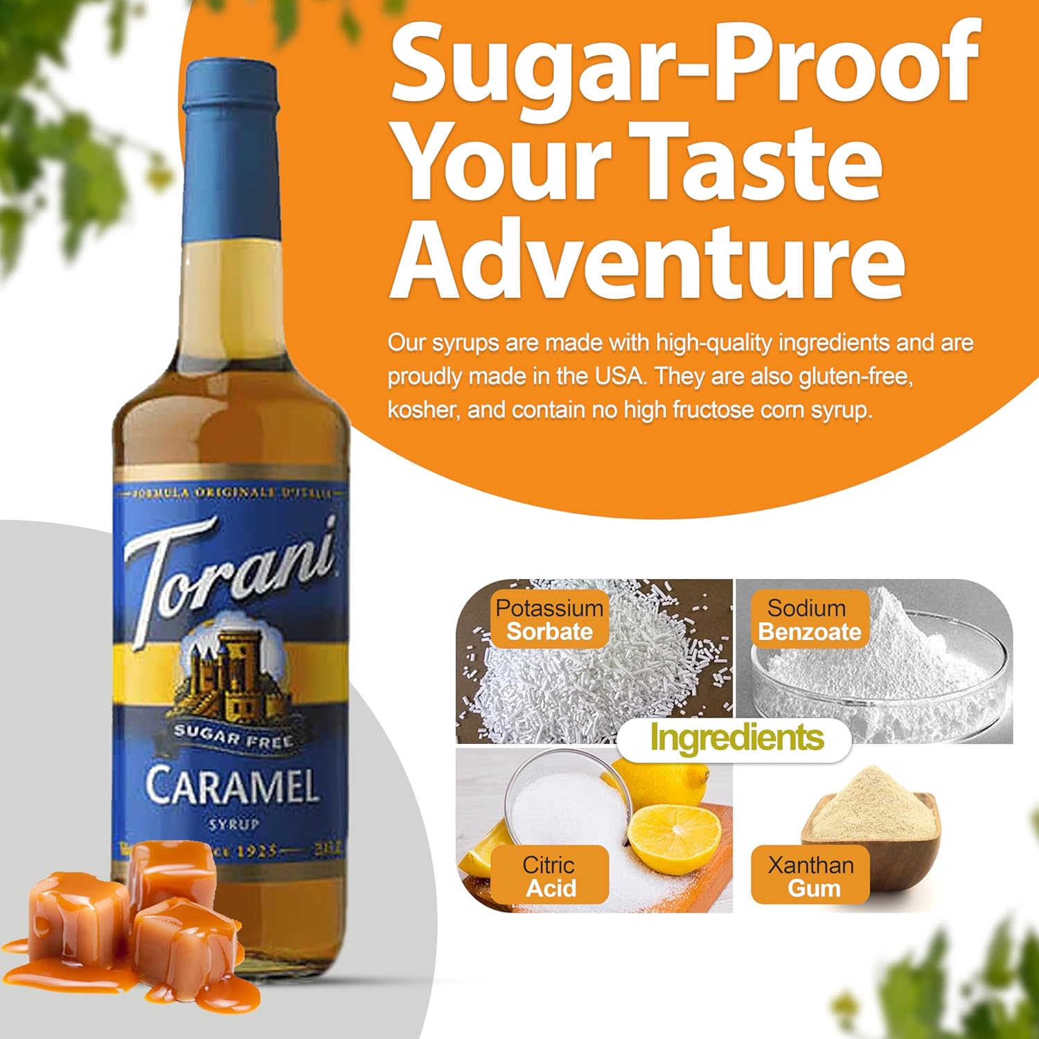 Torani Coffee and Tea Syrup Variety Pack - SF Vanilla and Caramel Syrup for Coffee with 2 Jimoco Syrup Pump Dispenser Compatible with Torani Syrup