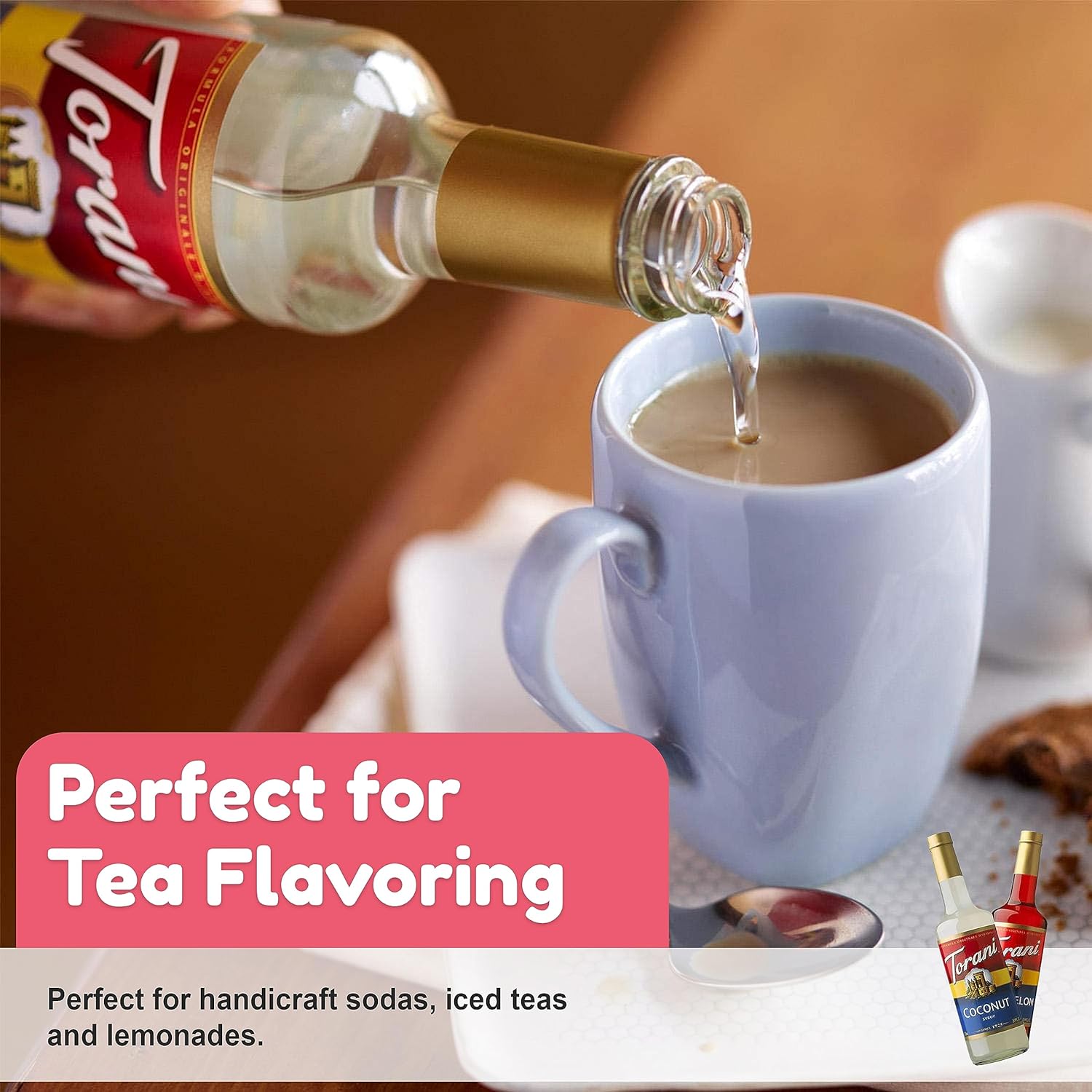 Original Bestsellers Syrup Variety 6-Pack - Vanilla, Peach, Strawberry, Coconut, Salted Caramel & White Chocolate - Coffee & Italian Soda Flavor Syrup with 6 Jimoco Dispenser Pumps