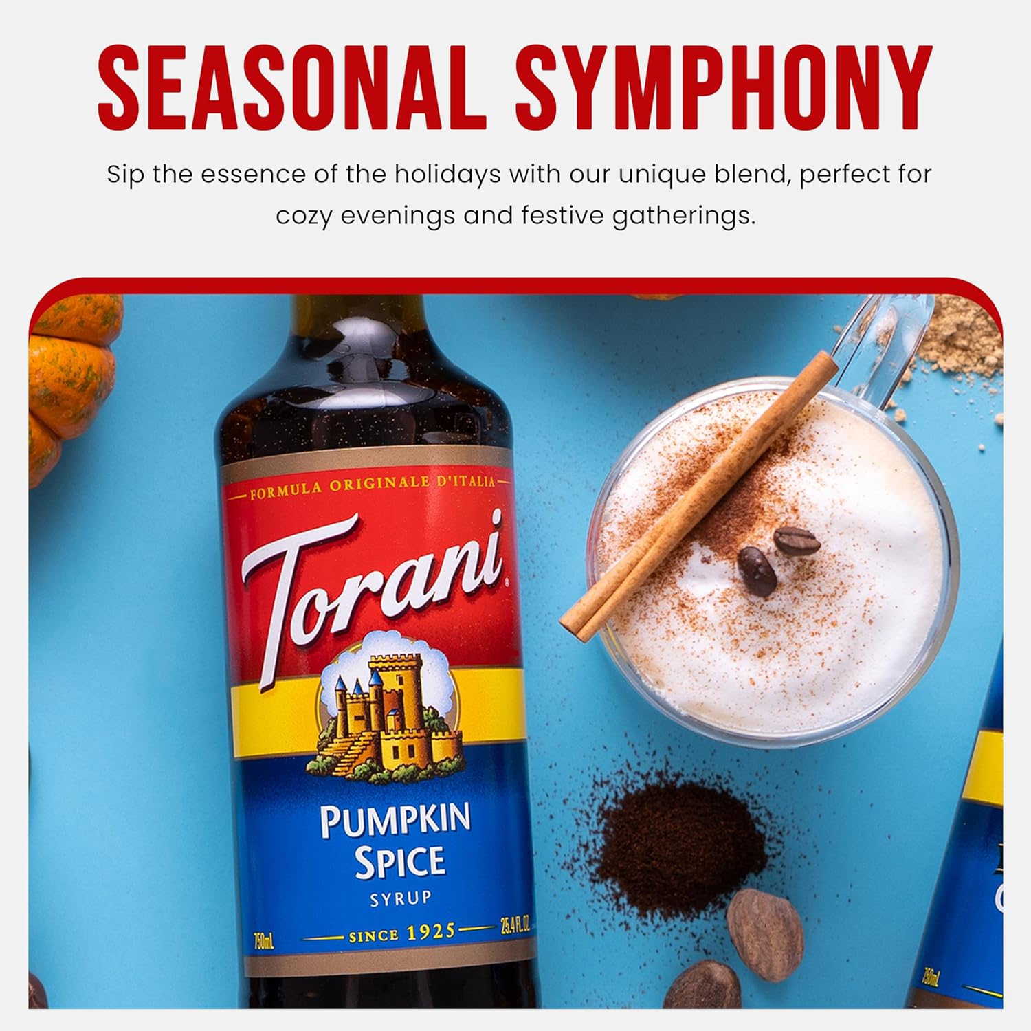 Torani Holiday Syrup Flavors - Pumpkin Pie, Peppermint & Salted Caramel Coffee Soda Flavoring Three - 25.4 OZ Bottles with 3 Jimoco Pump Dispensers