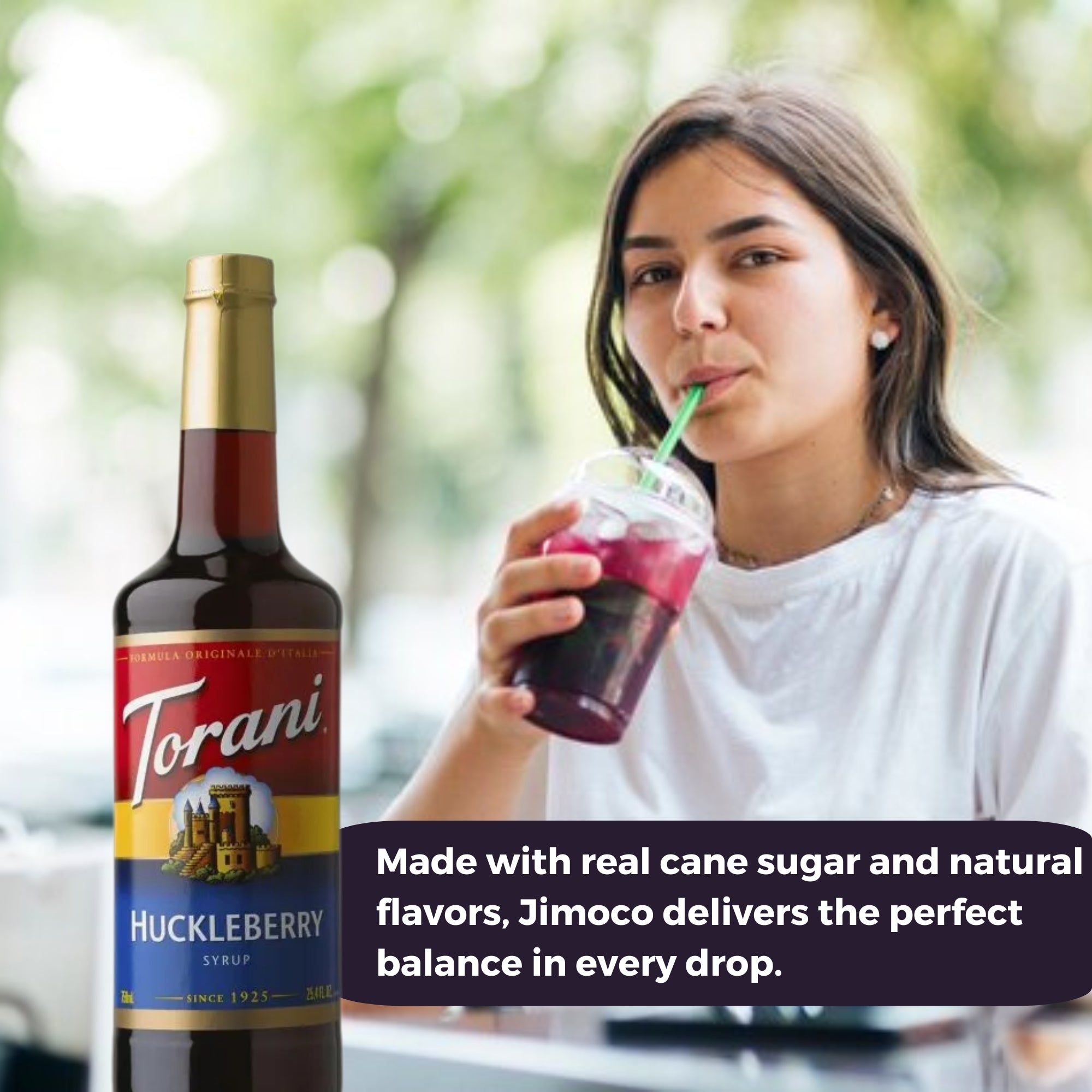 Huckleberry Syrup for Coffee 25.4 Ounces Coffee Syrups and Flavors with Jimoco Pump Syrup Dispenser