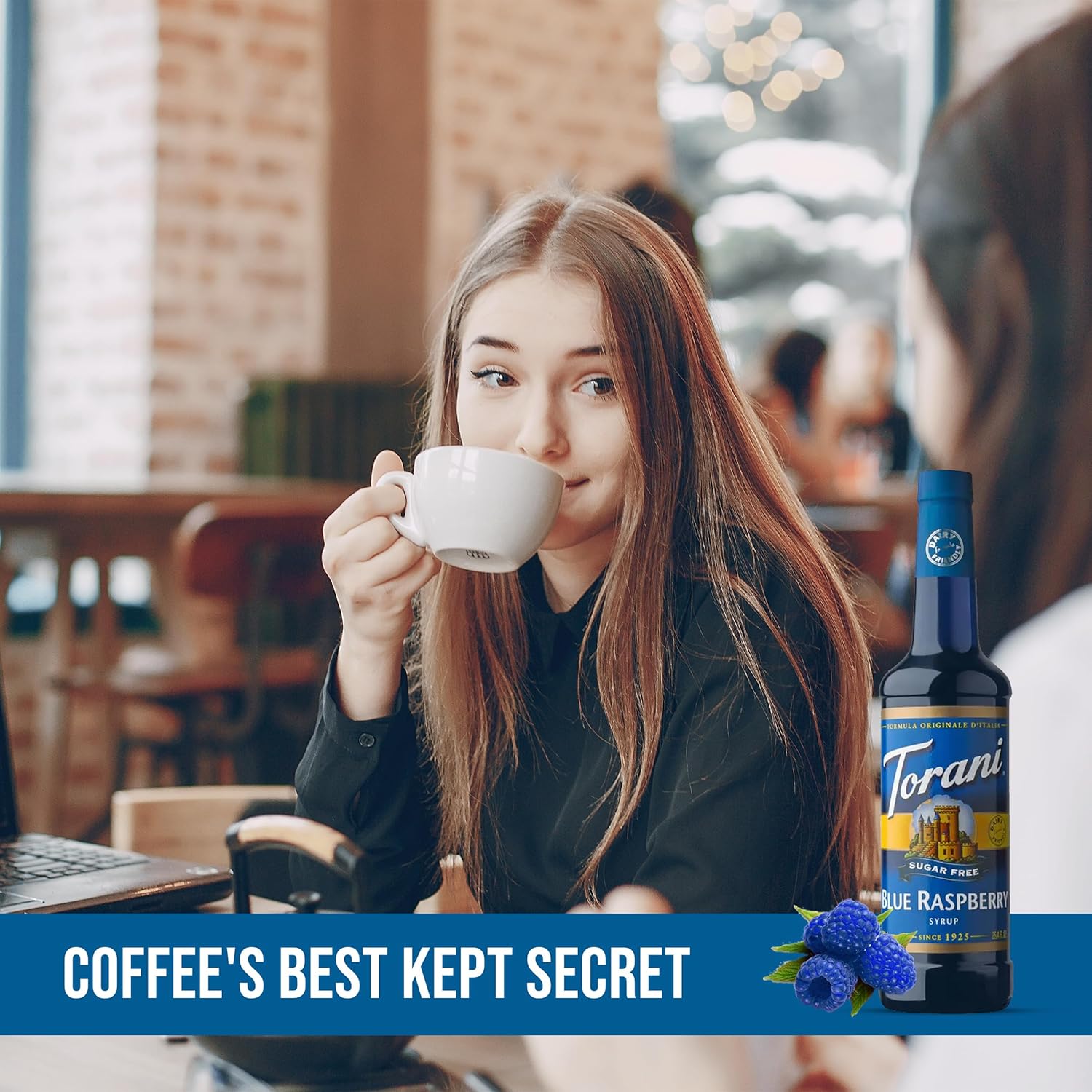 Sugar Free Blue Raspberry Syrup for Coffee 25.4 Ounces Coffee Syrups and Flavors with Jimoco Pump Syrup Dispenser