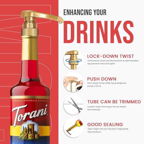 Torani Summer Variety Syrup 6 Pack - Macadamia Nut, Pineapple, Coconut, Mango, Guava & Passion Fruit Syrups For Coffee,Italian Soda, Lattes, Frappes With 6 Jimoco Pump Dispensers