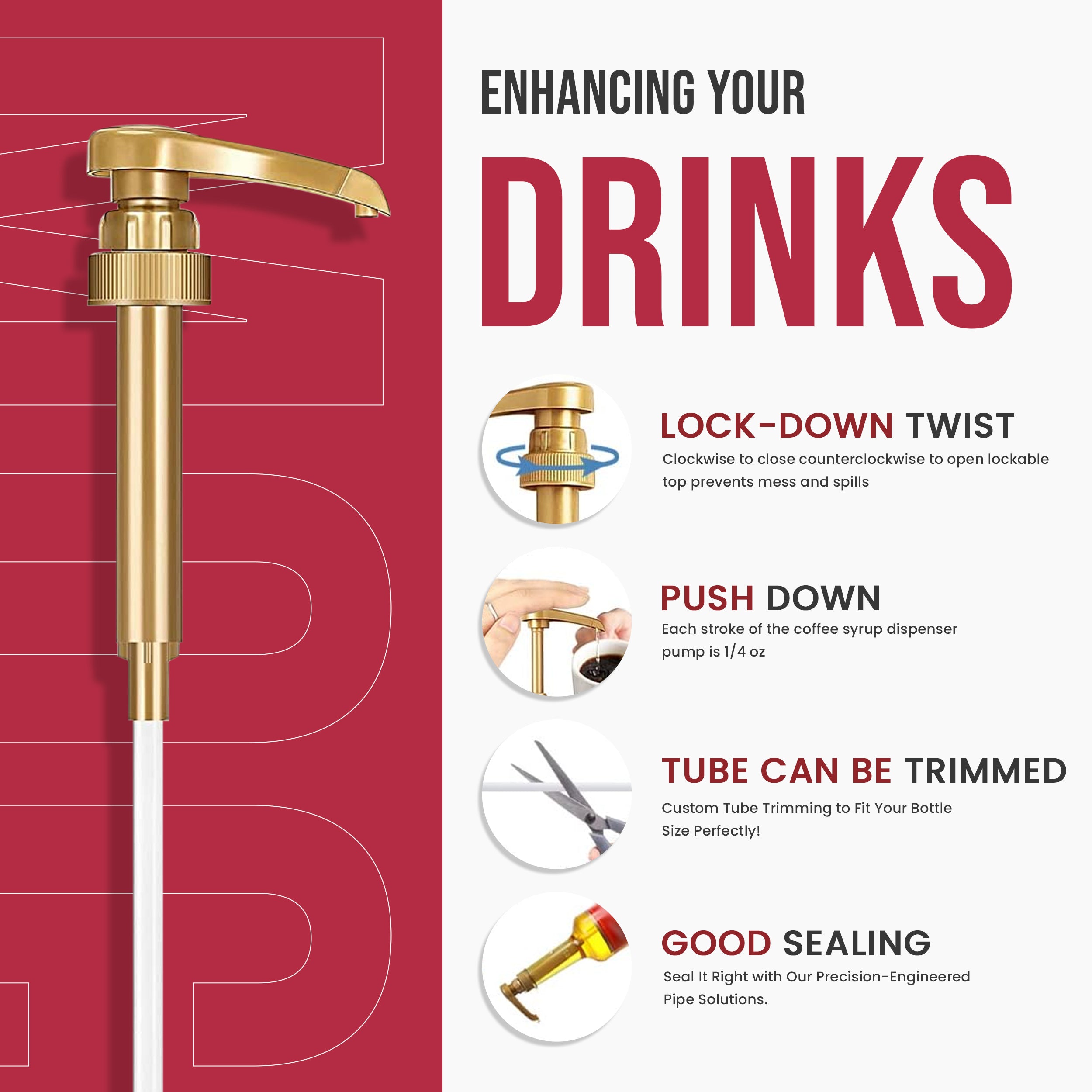 Cherry Syrup for Coffee 25.4 Ounces Coffee Syrups and Flavors with Jimoco Pump Syrup Dispenser