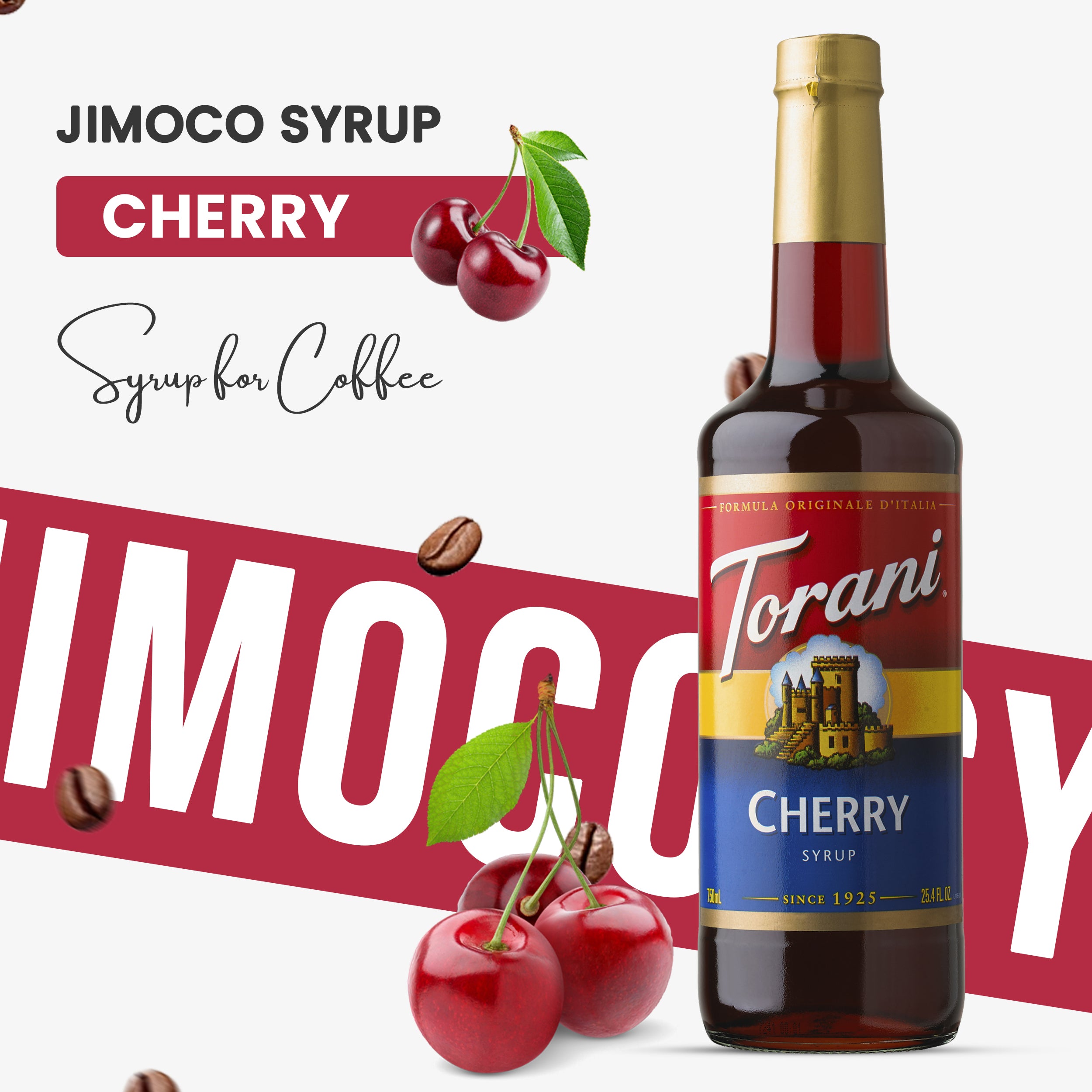 Cherry Syrup for Coffee 25.4 Ounces Coffee Syrups and Flavors with Jimoco Pump Syrup Dispenser