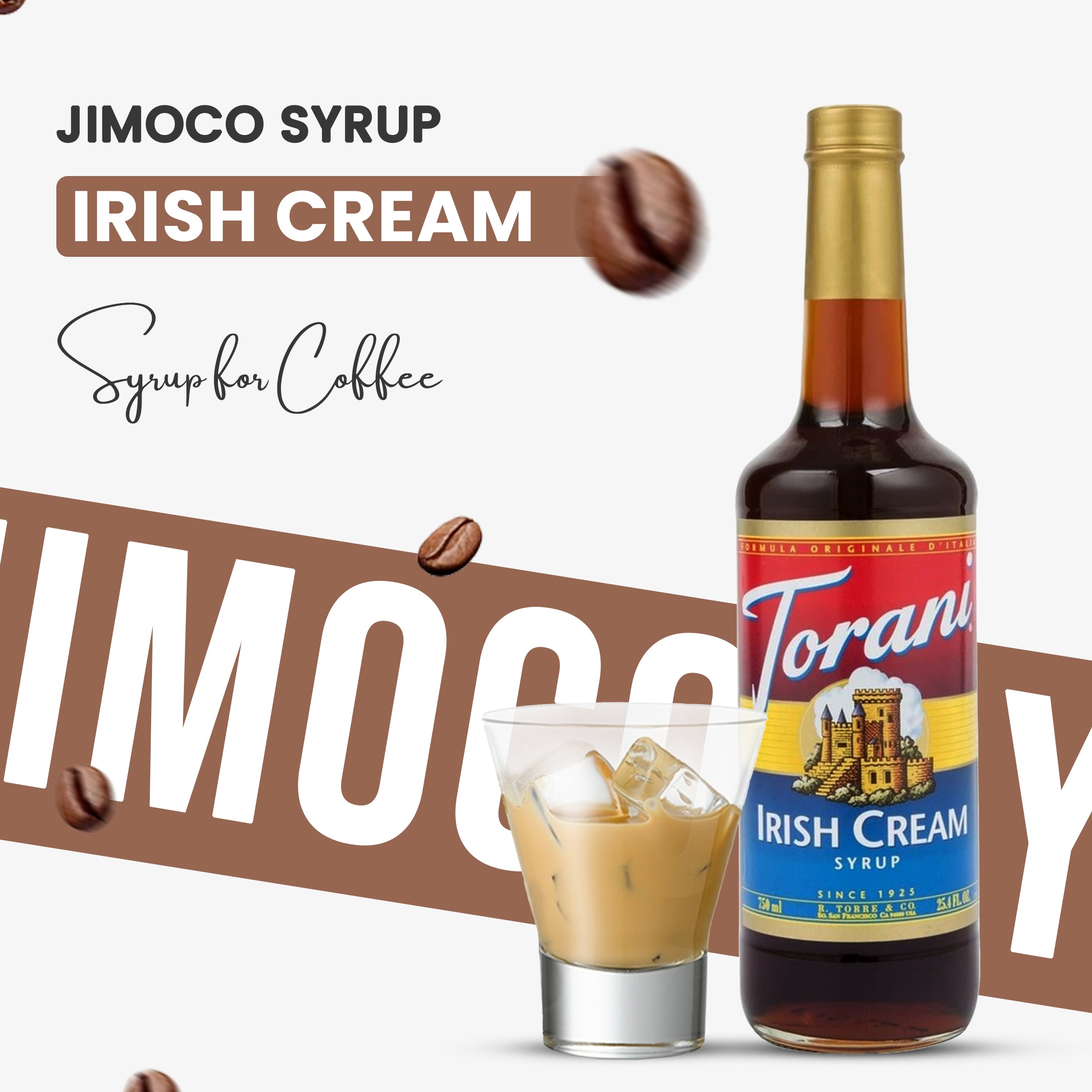 Irish Cream Syrup for Coffee 25.4 Ounces Coffee Syrups and Flavors with Jimoco Pump Syrup Dispenser