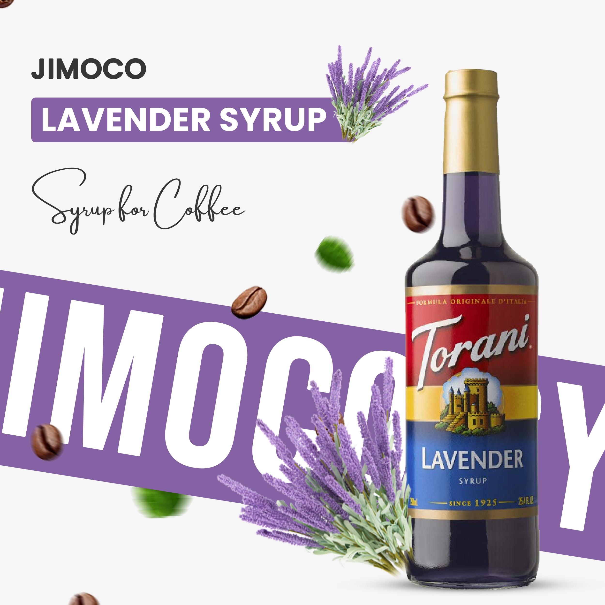 Lavender Syrup for Coffee 25.4 Ounces Coffee Syrups and Flavors with Jimoco Pump Syrup Dispenser
