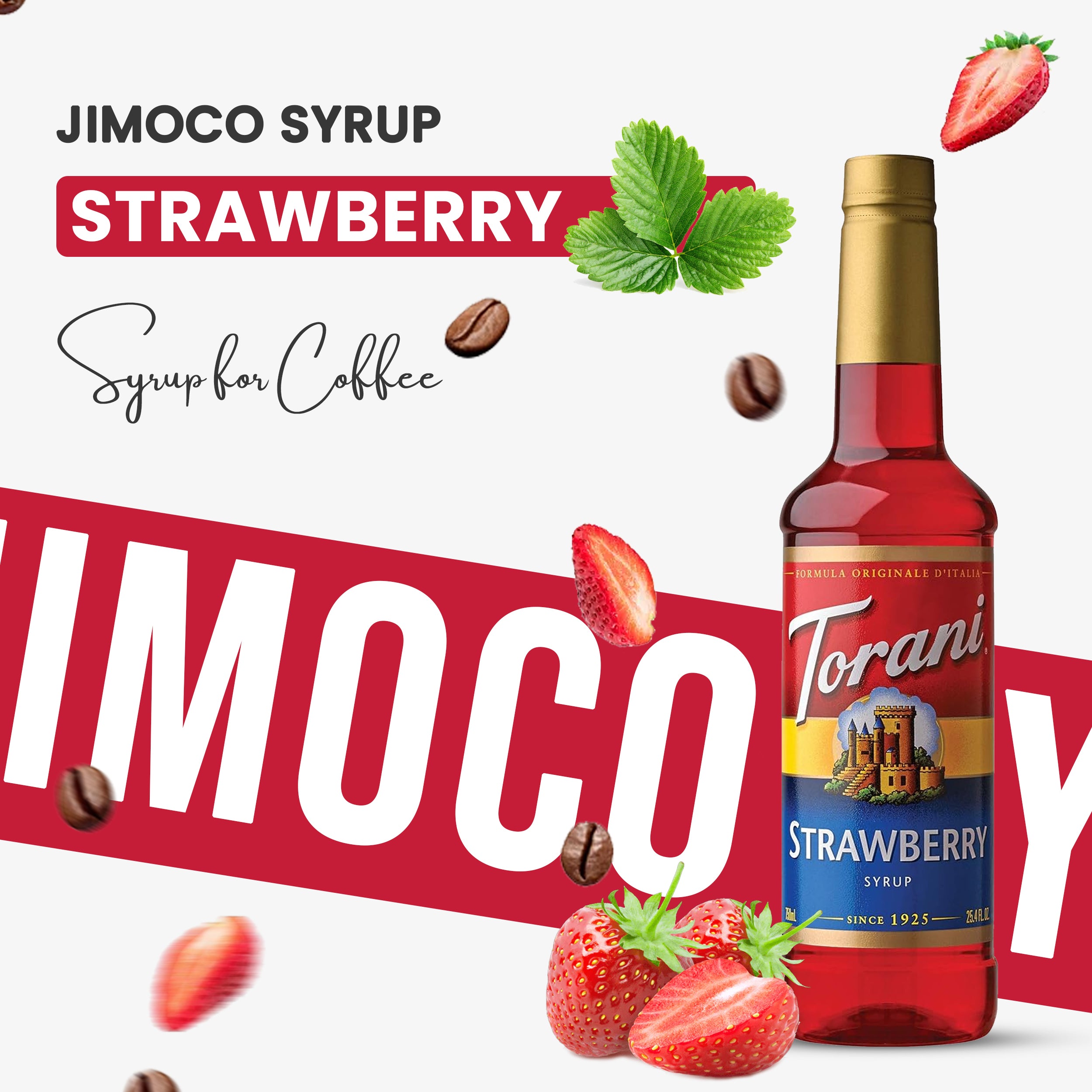 Strawberry Syrup for Coffee and Tea 25.4 Ounces Coffee Syrups and Flavors with Jimoco Pump Syrup Dispenser