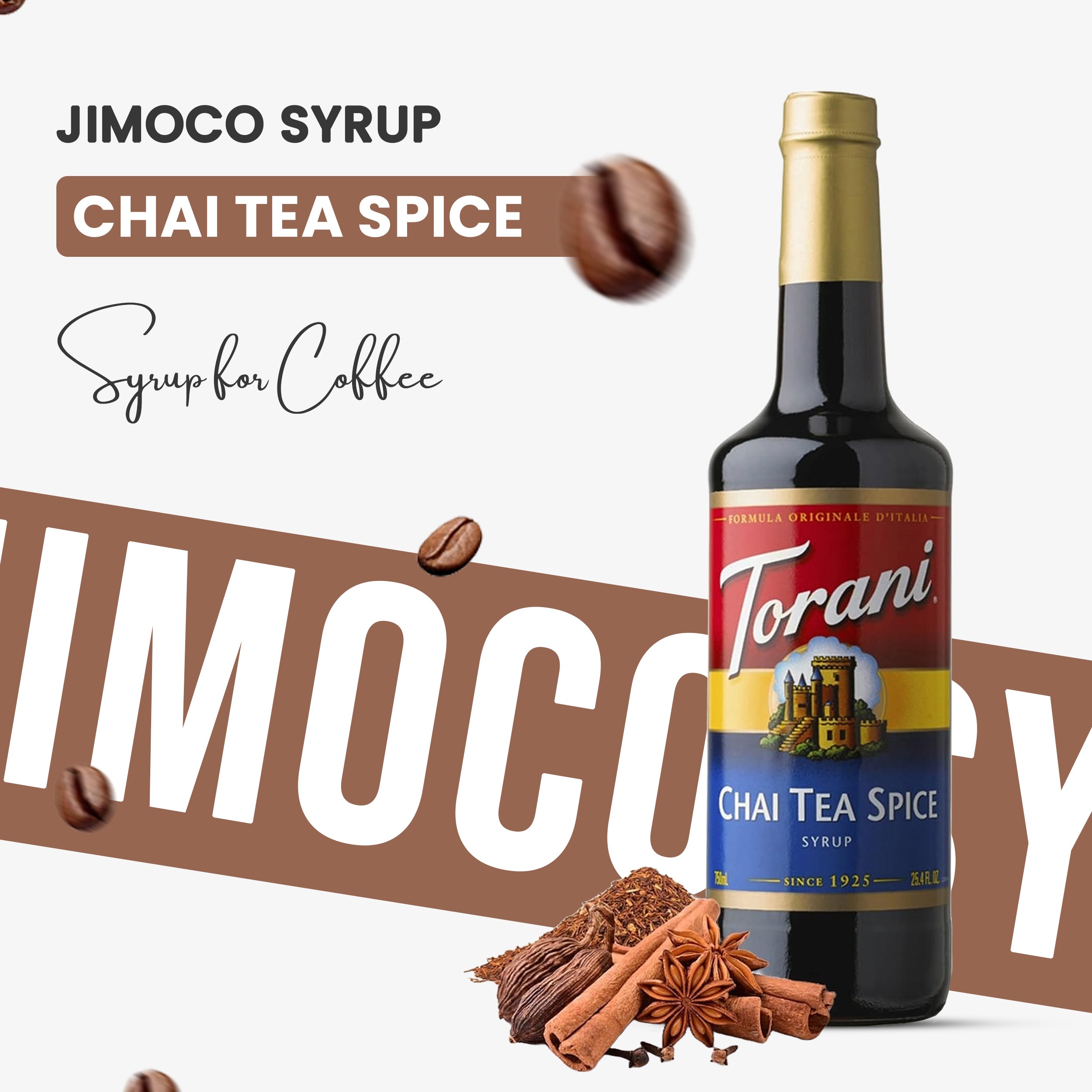 Chai Tea Syrup for Coffee 25.4 Ounces Coffee Syrups and Flavors with Jimoco Pump Syrup Dispenser
