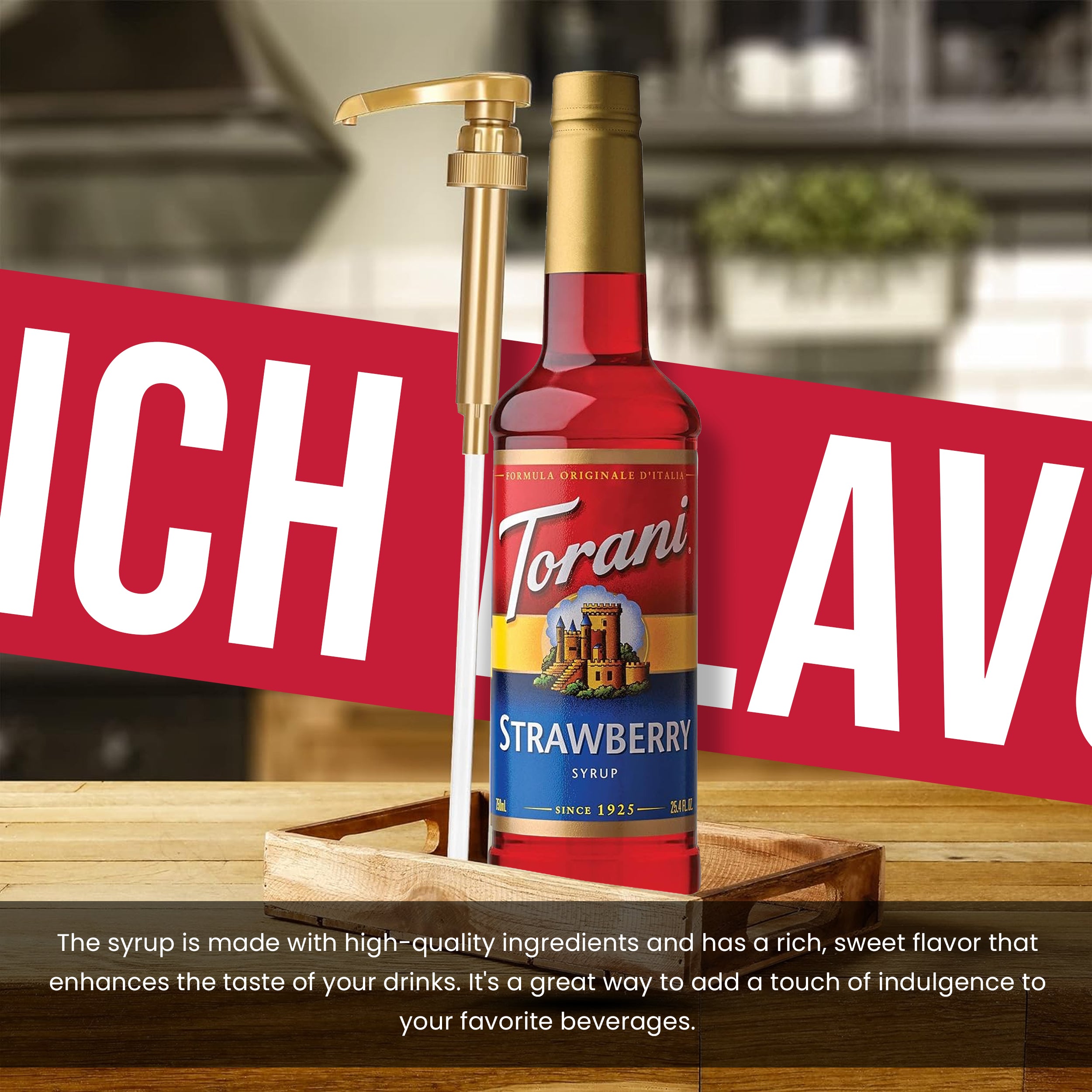 Strawberry Syrup for Coffee and Tea 25.4 Ounces Coffee Syrups and Flavors with Jimoco Pump Syrup Dispenser