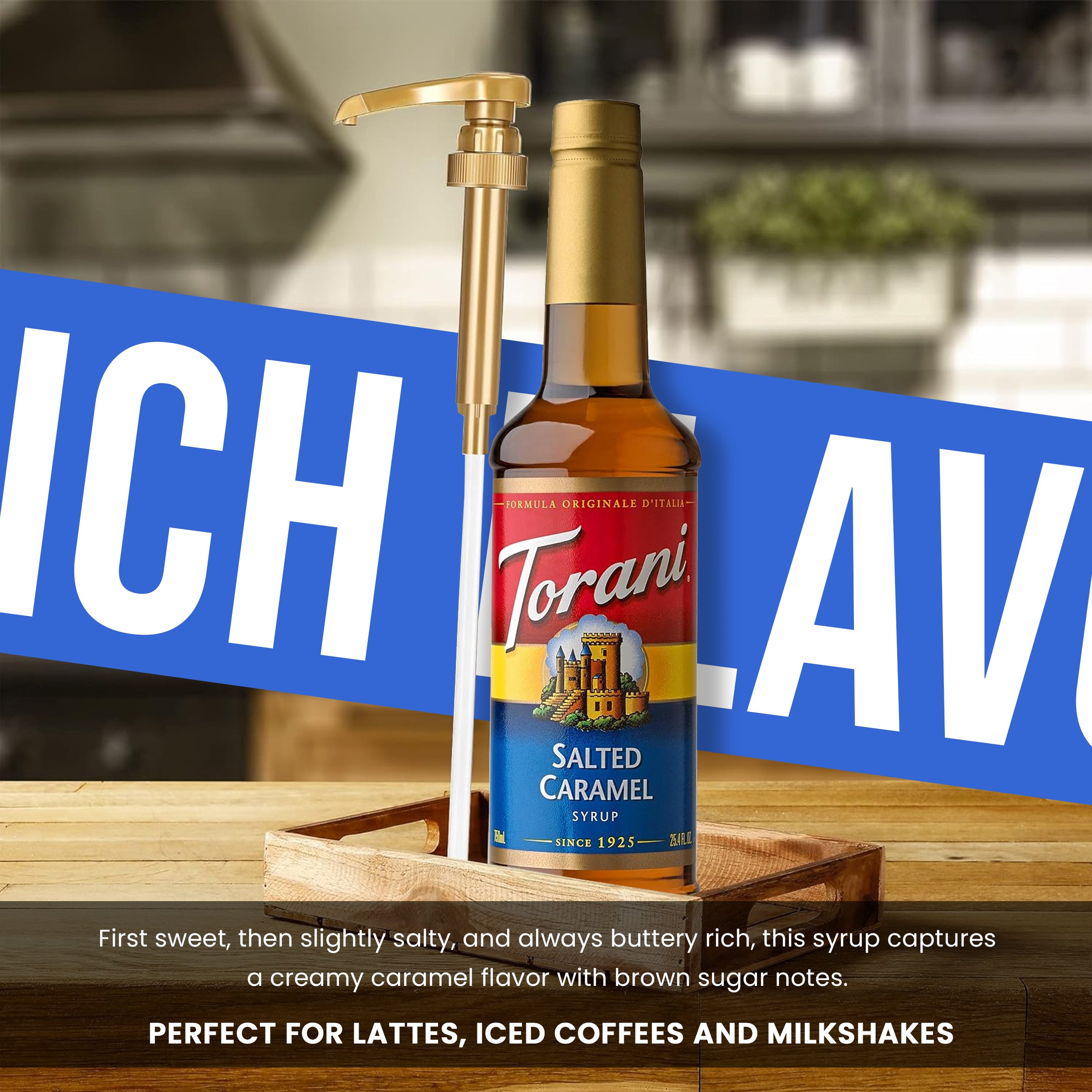 Salted Caramel Syrup for Coffee 25.4 Ounces Coffee Syrups and Flavors with Jimoco Pump Syrup Dispenser