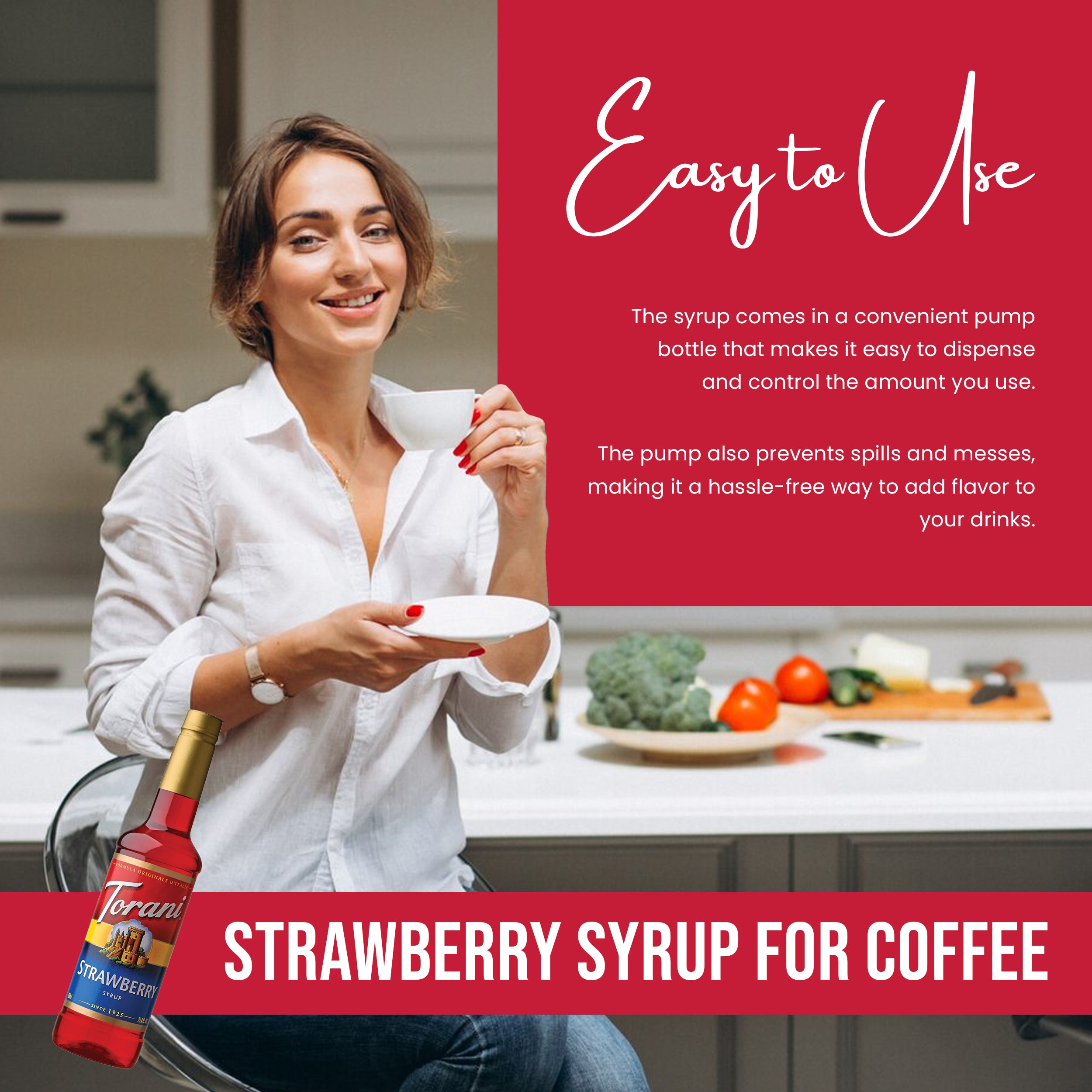 Strawberry Syrup for Coffee and Tea 25.4 Ounces Coffee Syrups and Flavors with Jimoco Pump Syrup Dispenser