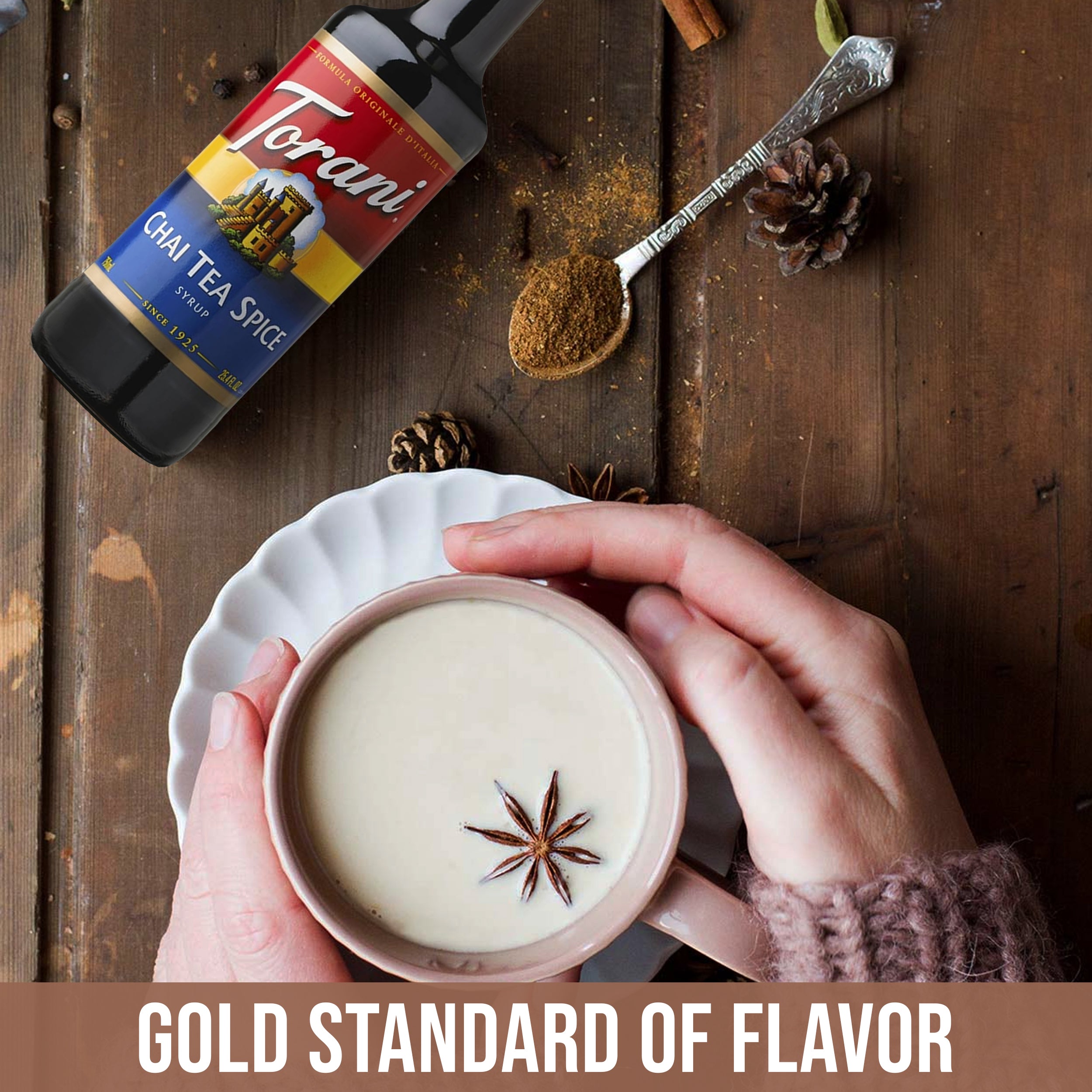 Chai Tea Syrup for Coffee 25.4 Ounces Coffee Syrups and Flavors with Jimoco Pump Syrup Dispenser